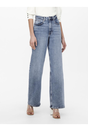 Wide Leg Fit Jeans met wijde pijpen en hoge taille en zakken aan de voorkant