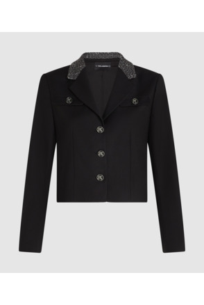 BOUCLE DETAIL TWILL JACKET