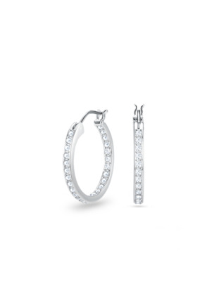 Sommerset Pierced Earrings Hoop OU Rhodium shiny Crystal