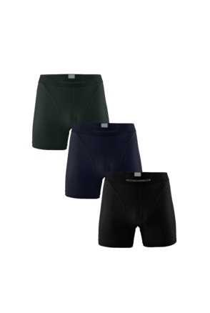 Heren 3-Pack Korte Effen Black/Blue/Green