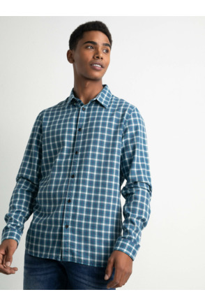 Men Shirt Long Sleeve Check