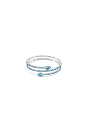 Twisty Cuff OU Rhodium shiny Light Blue