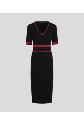 SIGNATURE V-NECK KNIT DRESS