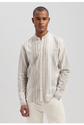 Mao Shirt Linen Stripe