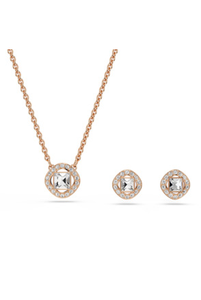 Una Angelic Set OU Square Rose Gold shiny Clear Crystal & Effect