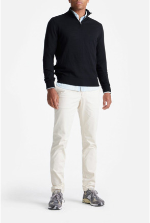 King Essentials The Michael Half Zip Pull Merino Zwart