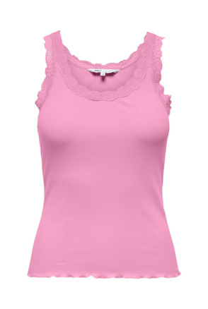 Regular Fit U-Neck Sleeveless (S/L) BASIC Mouwloze tanktop met U-hals en kanten detail