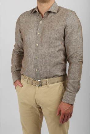 Suitable Overhemd Linnen Taupe