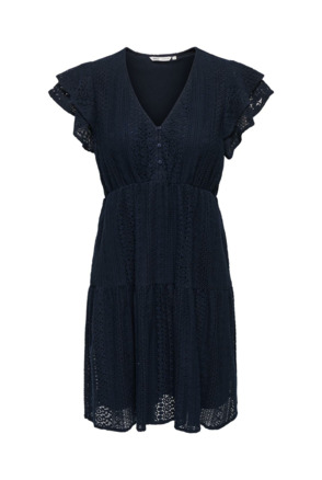 Regular Fit V-Neck Short Sleeves (S/S) V-hals jurk met kant detail