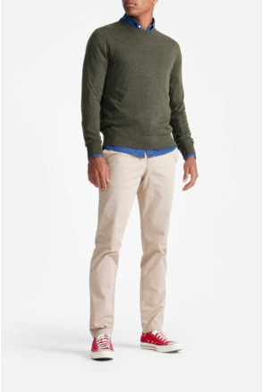 King Essentials The John Pullover Merino Army Groen