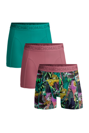 Jongens 3-Pack Boxershort Print/Effen Print/Pink/Green