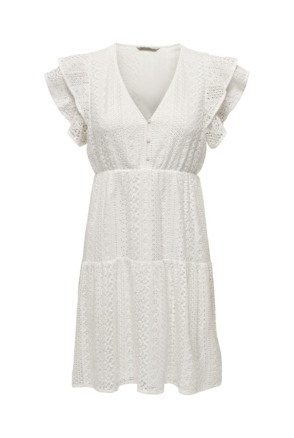 Regular Fit V-Neck Short Sleeves (S/S) V-hals jurk met kant detail