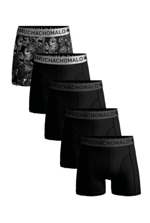Heren 5-Pack Boxershort Print/Effen Print/Black