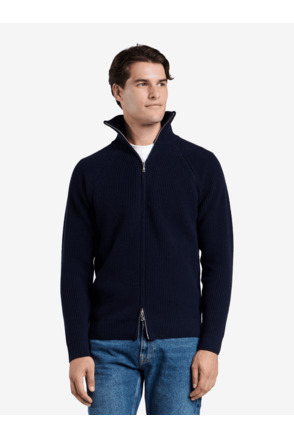 No Label Heren Trui Navy Girton Merino Cashmere