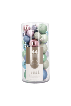 Kerstballen 44 st | Multi pastel | Kunststof | 5-8 cm | In koker