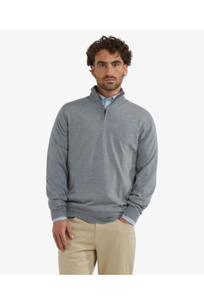 Fine Merino Zip Mock Sweater 100% Extra Fine Merinowol Heren