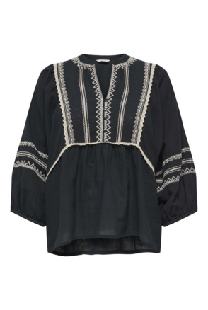 Regular Fit V-Neck 3/4 Sleeves (3/4) Top met V-hals en volumemouwen