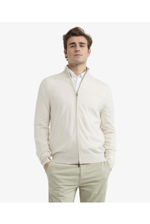 Fine Merino Zip Thru Cardigan 100% Merino Wool Heren