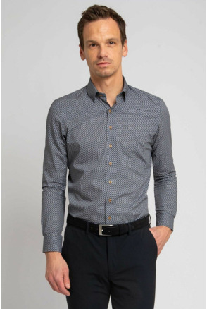 Suitable Overhemd Print Donkerblauw