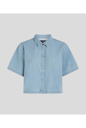 RHINESTONE SS DENIM SHIRT