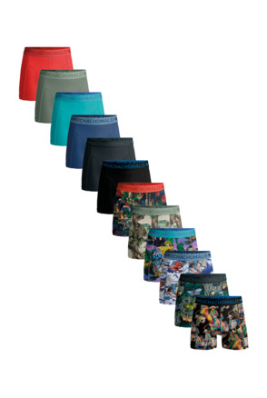 Heren 12-Pack Boxershort Print/Effen Print/Black/Green/Blue/Grey/Orange