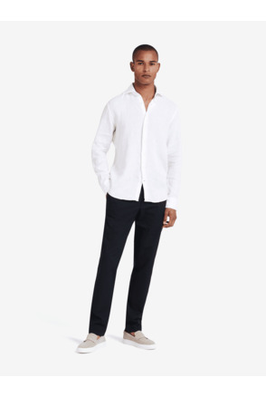 No Label Heren Stretch Broek Navy Diego Cotton-Linnen