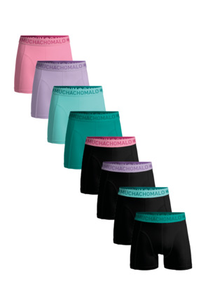 Heren 8-Pack Boxershorts Effen Black/Green/Purple/Pink