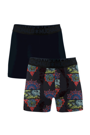 Heren 2-Pack Heren Boxershorts print/solid Print/Grey