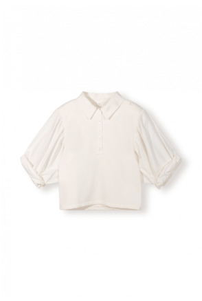 balloon sleeve polo blouse