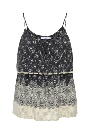 Regular Fit Tied Neck Sleeveless (S/L) Geniet van de zomer in onze mouwloze top met normale pasvorm