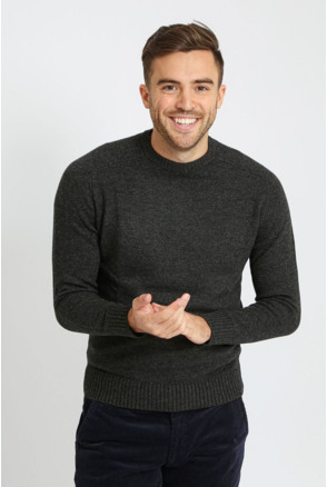 Suitable Lamswol Trui Ronde Hals Antraciet