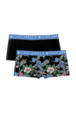Dames 2-pack Boxershorts Print + Effen Print/Black