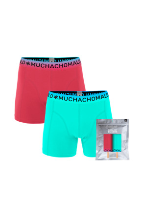 Heren 2-pack microfiber korte effen Coral/lightblue