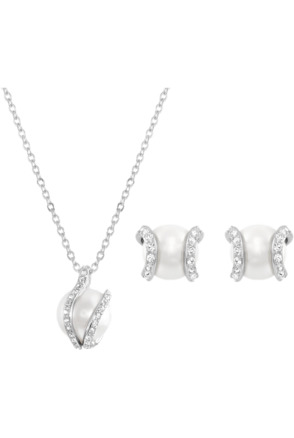 Nude Set OU Rhodium shiny Crystal White Pearl Crystal