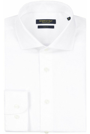Steppin' Out Overhemd Slim-Fit Twill Wit