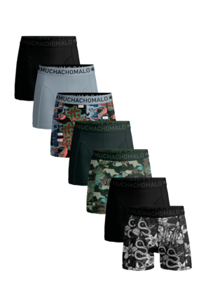 Heren 7-Pack Boxershorts Print/Effen Print/Black/Green/Blue