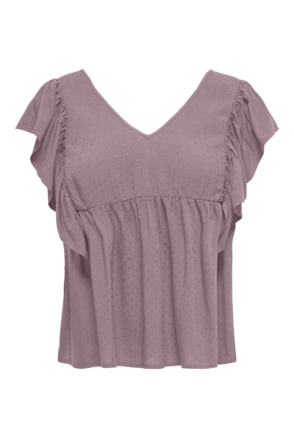 Regular Fit V-Neck Short Sleeves (S/S) Zomerse top met ruches in regular fit