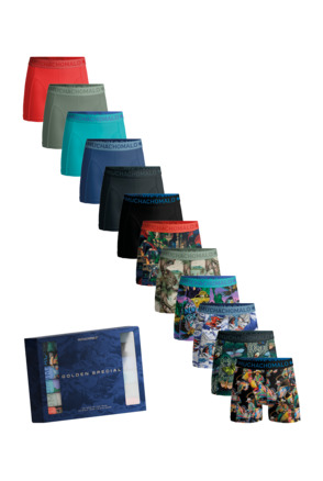 Heren 12-Pack Boxershort Print/Effen Print/Black/Green/Blue/Grey/Orange
