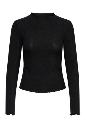 Standard Fit High Neck Long Sleeves (L/S) Lange mouwen Glitter detail top