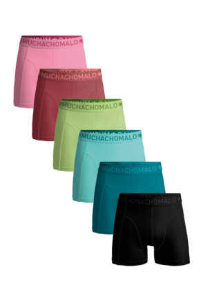 Heren 6-Pack Boxershorts Effen Black/Blue/Green/Red/Pink