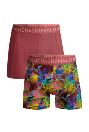 Heren 2-Pack Boxershort Print/Effen Print/Red