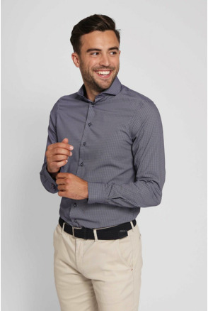 Suitable Overhemd Twill Print Navy