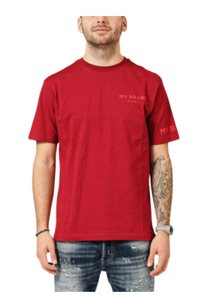 MY BRAND LOGO UPSIDE DOWN CHEST BURGUNDY T-SHIRT