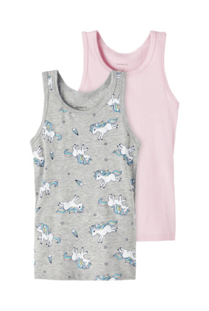 NMFTANK TOP 2P GREY MELANGE UNICORN NOOS