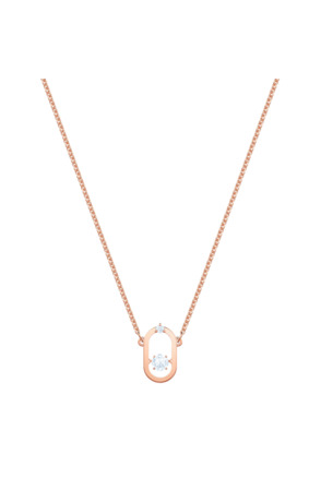 Una Sparkling Dc Necklace Rose Gold shiny White