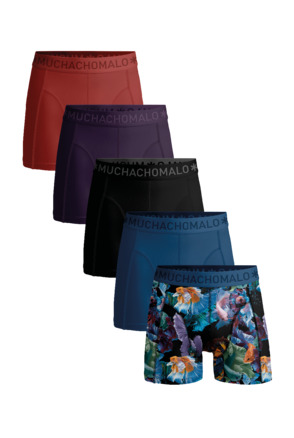 Heren 5-Pack Boxershort Print/Effen Print/Blue/Black/Purple/Red