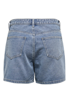 Regular Fit Regular fit denim short met knoopsluiting en zakken aan de voorkant