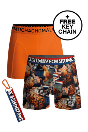 Heren 2-Pack Boxershorts + Gratis Sleutelhanger Print/Orange
