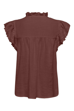 Regular Fit V-Neck Short Sleeves (S/S) Jeugdige vrouwelijke top met V-hals en kanten detail