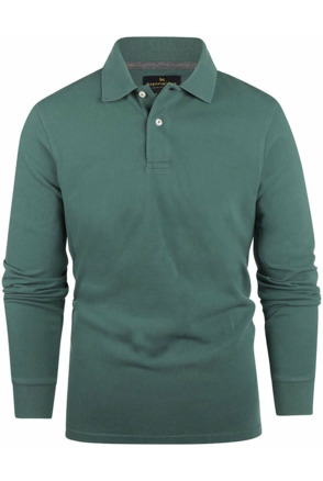 Steppin' Out Longsleeve Polo Piqué Klassiek Donkergroen